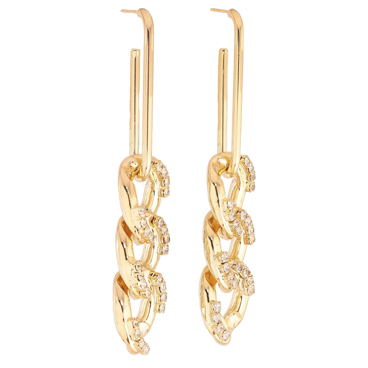 Сережки Xuping QQMM колір Позолота 14K пусети "Підвіски ланцюжки з кристалами" фото №22