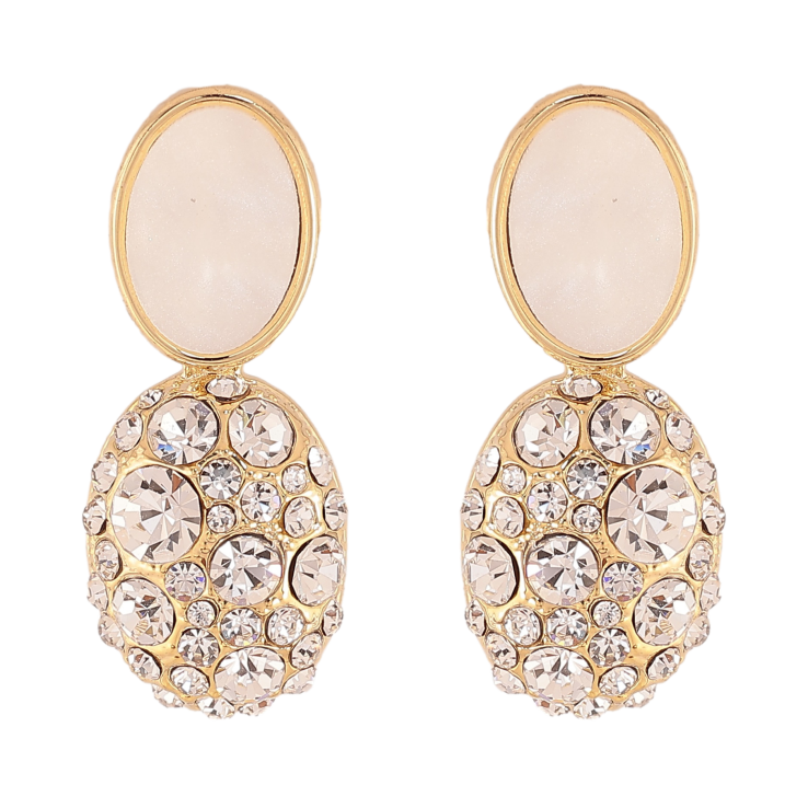 Серьги Xuping QQMM цвет Позолота 14K пусеты "Овальные подвески с кристаллами" фото №14