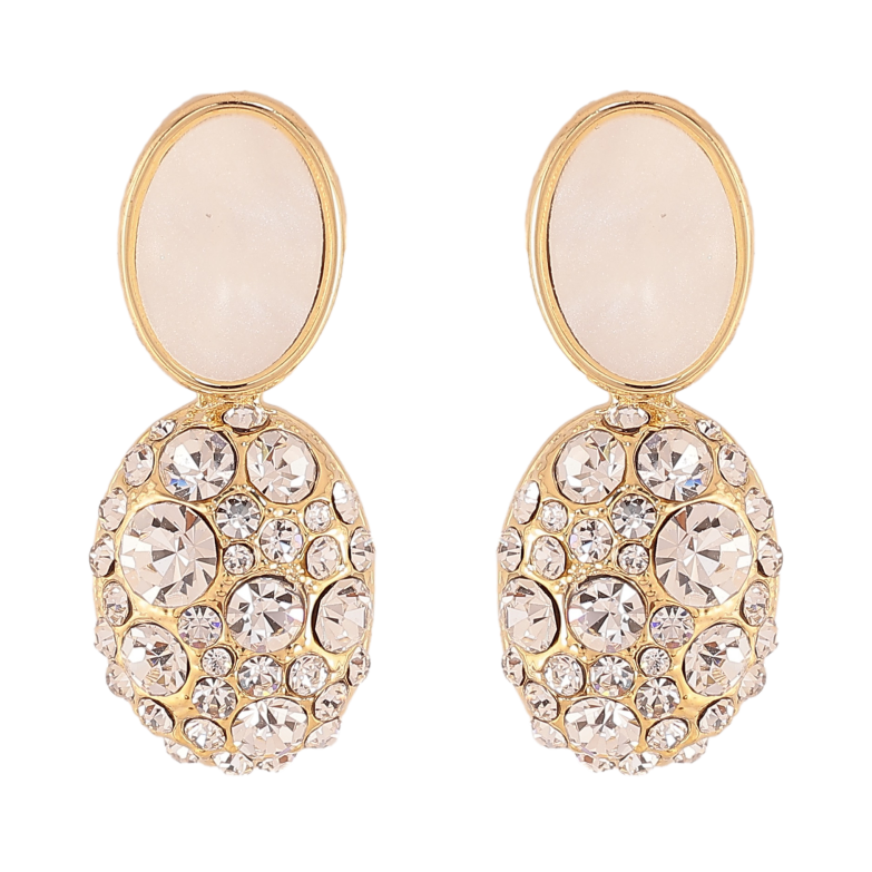 Сережки Xuping QQMM колір Позолота 14K пусети "Овальні підвіски з кристалами" фото №1