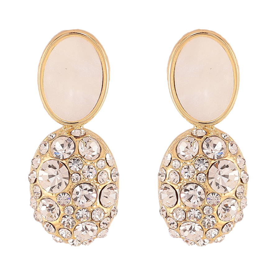 Сережки Xuping QQMM колір Позолота 14K пусети "Овальні підвіски з кристалами" фото №1