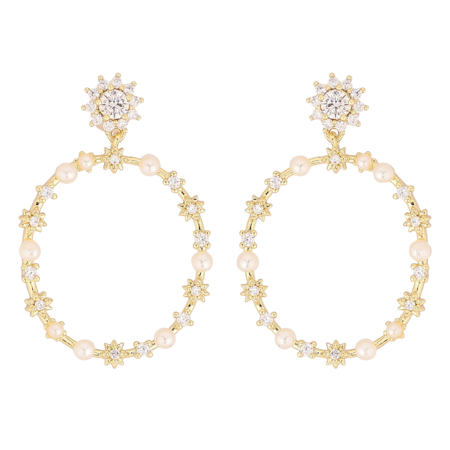 Серьги Xuping QQMM цвет Позолота 14K пусеты "Овальные подвески" фото №1