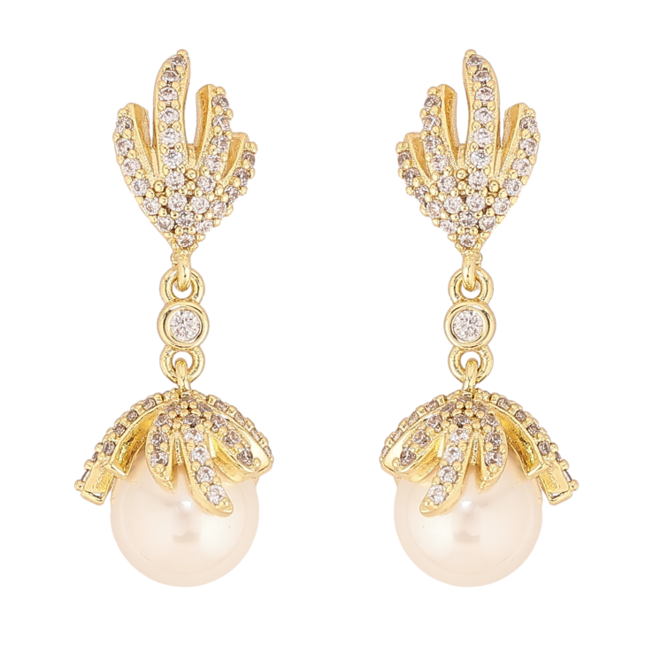 Сережки Xuping QQMM колір Позолота 14K пусети "Перлинні бутони" фото №18