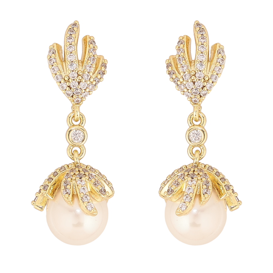 Серьги Xuping QQMM цвет Позолота 14K пусеты "Жемчужные бутоны" фото №1