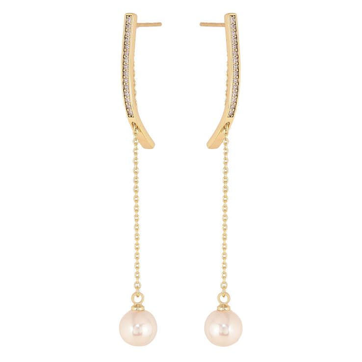 Серьги Xuping QQMM цвет Позолота 14K пусеты "Жемчужные подвески" фото №2