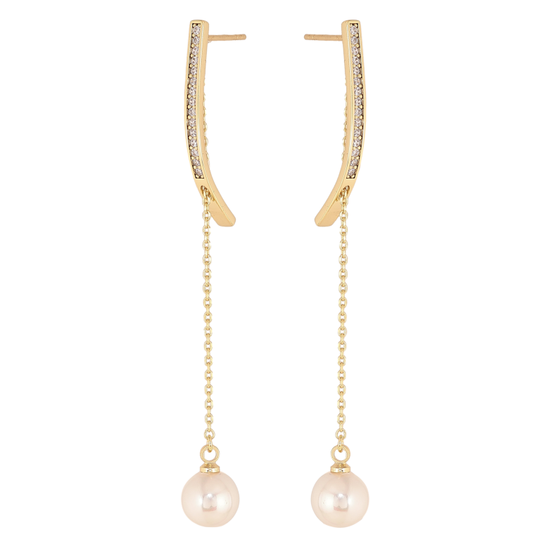 Сережки Xuping QQMM колір Позолота 14K пусети "Перлинні підвіски" фото №1