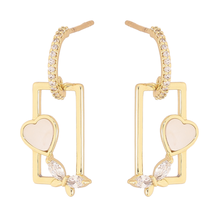 Серьги Xuping QQMM цвет Позолота 14K пусеты "Прямоугольные подвески с романтическим узором" фото №9