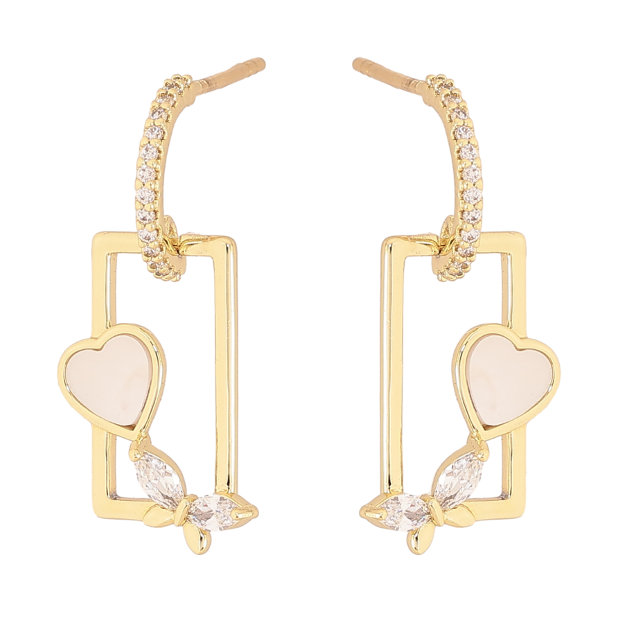 Сережки Xuping QQMM колір Позолота 14K пусети "Прямокутні підвіски з романтичним візерунком" фото №1