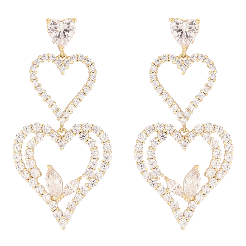 Сережки Xuping QQMM колір Позолота 14K пусети "Романтичні підвіски з кристалами" фото №1