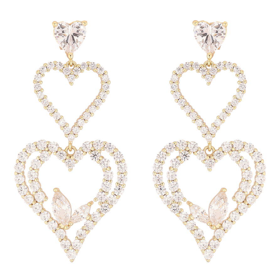 Серьги Xuping QQMM цвет Позолота 14K пусеты "Романтические подвески с кристаллами" фото №1