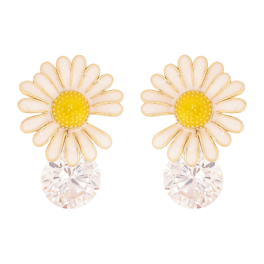 Серьги Xuping QQMM цвет Позолота 14K пусеты "Ромашки с кристаллами" фото №1 Серьги Xuping QQMM цвет Позолота 14K пусеты "Ромашки с кристаллами" фото №1
