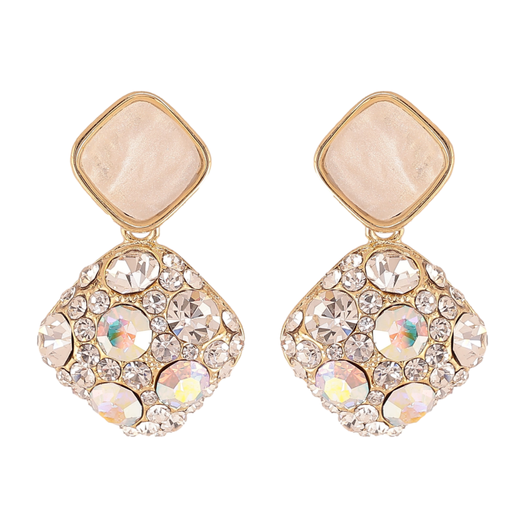 Серьги Xuping QQMM цвет Позолота 14K пусеты "Ромбовые подвески с кристаллами" фото №13