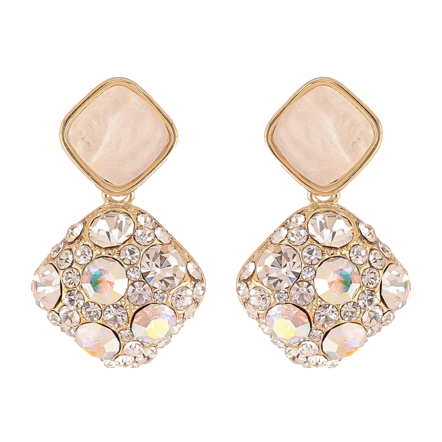 Сережки Xuping QQMM колір Позолота 14K пусети "Ромбові підвіски з кристалами" фото №1