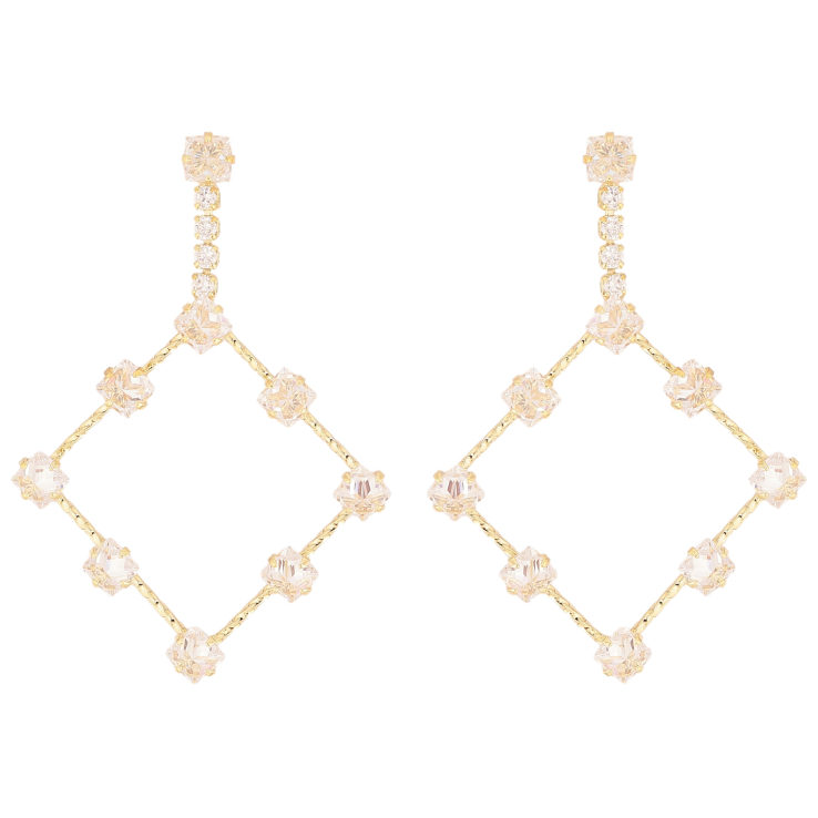 Серьги Xuping QQMM цвет Позолота 14K пусеты "Ромбовые подвески с кристаллами" фото №22