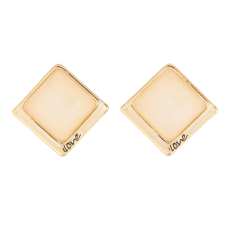 Серьги Xuping QQMM цвет Позолота 14K пусеты "Ромбы Love" 17х17мм фото №10