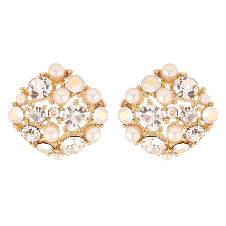 Сережки Xuping QQMM колір Позолота 14K пусети "Ромби з кристалами та перлами" фото №19