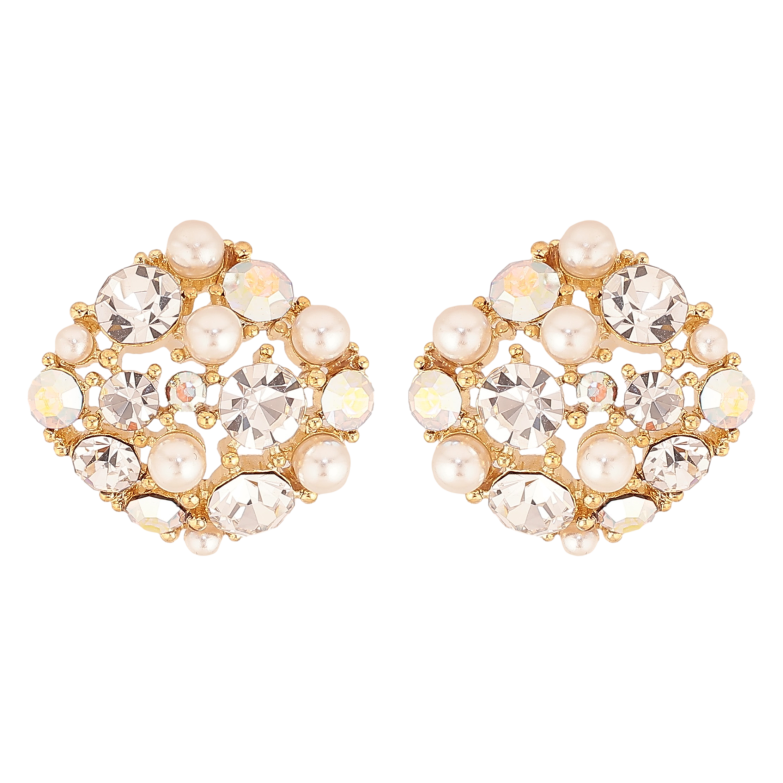 Серьги Xuping QQMM цвет Позолота 14K пусеты "Ромбы с кристаллами и жемчугом" фото №1 Серьги Xuping QQMM цвет Позолота 14K пусеты "Ромбы с кристаллами и жемчугом" фото №1