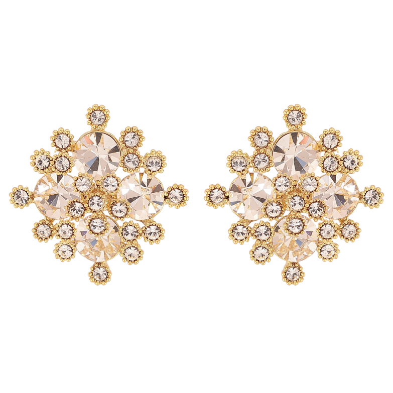 Серьги Xuping QQMM цвет Позолота 14K пусеты "Россыпь кристаллов" фото №1