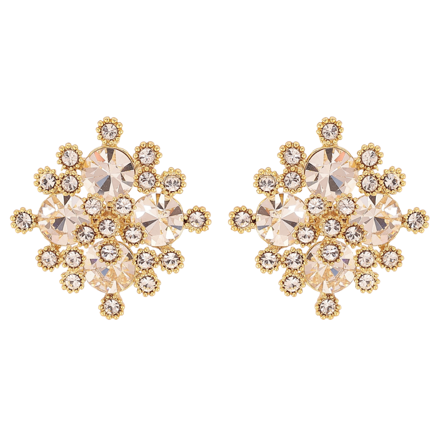 Сережки Xuping QQMM колір Позолота 14K пусети "Розсип кристалів" фото №1 Сережки Xuping QQMM колір Позолота 14K пусети "Розсип кристалів" фото №1