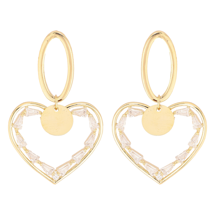 Серьги Xuping QQMM цвет Позолота 14K пусеты "Сердечки с кристаллами" фото №20