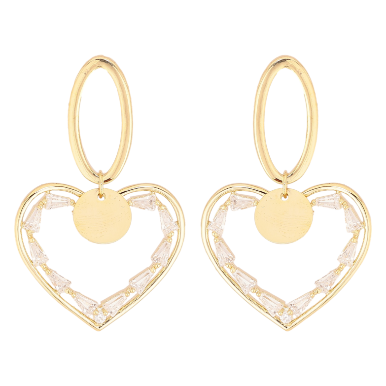 Сережки Xuping QQMM колір Позолота 14K пусети "Сердечки з кристалами" фото №2