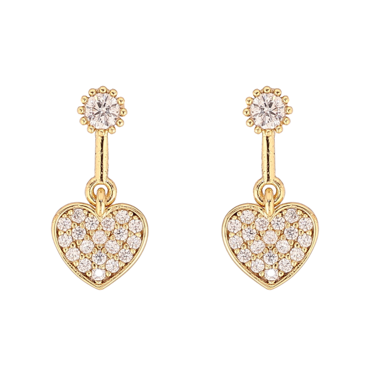 Серьги Xuping QQMM цвет Позолота 14K пусеты "Сердечки с кристаллами" фото №16