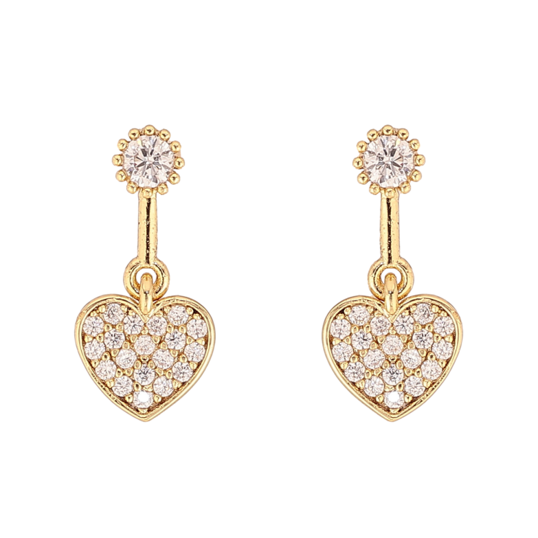 Сережки Xuping QQMM колір Позолота 14K пусети "Сердечки з кристалами" фото №1 Сережки Xuping QQMM колір Позолота 14K пусети "Сердечки з кристалами" фото №1