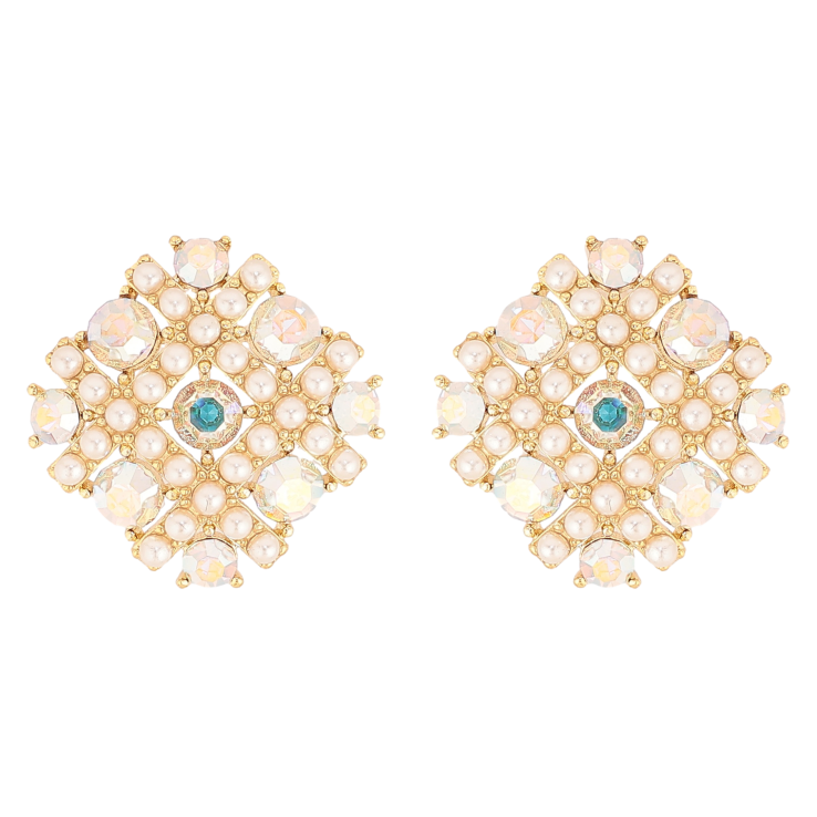 Серьги Xuping QQMM цвет Позолота 14K пусеты "Изящные ромбы с россыпью кристаллов" фото №25