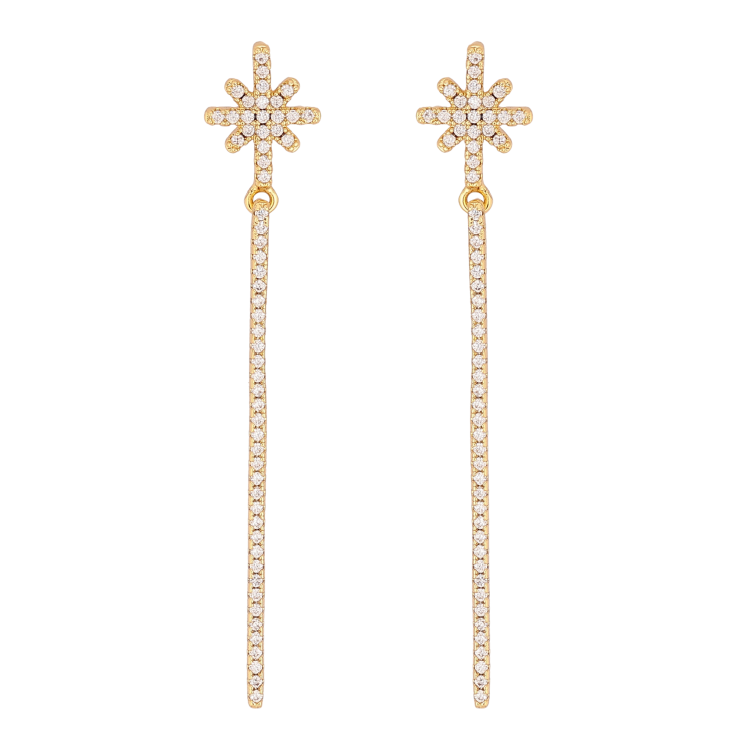 Серьги Xuping QQMM цвет Позолота 14K пусеты "Звезды с подвесками" фото №22