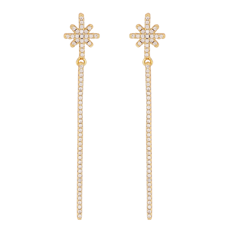Сережки Xuping QQMM колір Позолота 14K пусети "Зірки з підвісками" фото №1 Сережки Xuping QQMM колір Позолота 14K пусети "Зірки з підвісками" фото №1