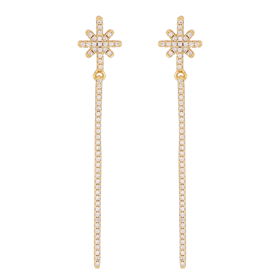 Сережки Xuping QQMM колір Позолота 14K пусети "Зірки з підвісками" фото №1 Сережки Xuping QQMM колір Позолота 14K пусети "Зірки з підвісками" фото №1