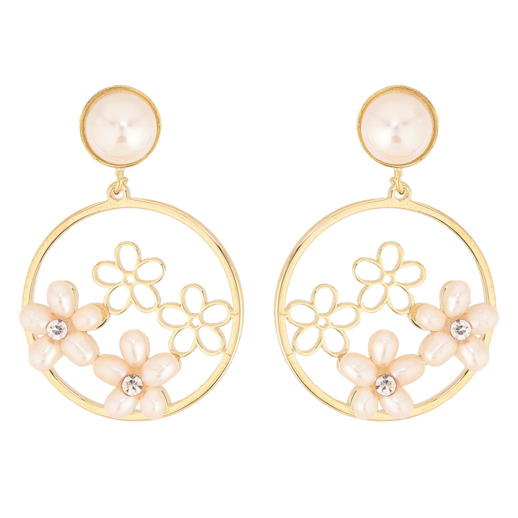 Серьги Xuping QQMM цвет Позолота 14K пусеты "Кольца с цветочным узором" фото №25