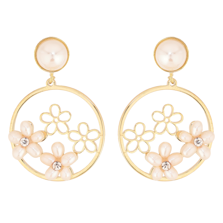 Сережки Xuping QQMM колір Позолота 14K пусети "Кільця з квітковим візерунком" фото №1