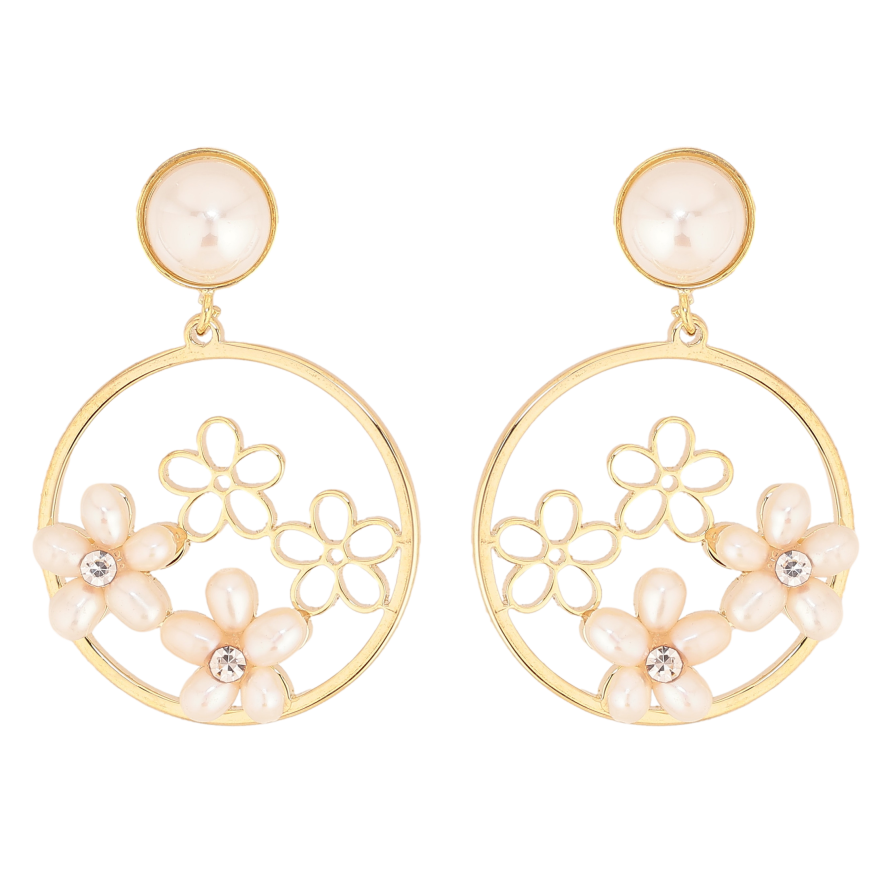 Сережки Xuping QQMM колір Позолота 14K пусети "Кільця з квітковим візерунком" фото №1 Сережки Xuping QQMM колір Позолота 14K пусети "Кільця з квітковим візерунком" фото №1