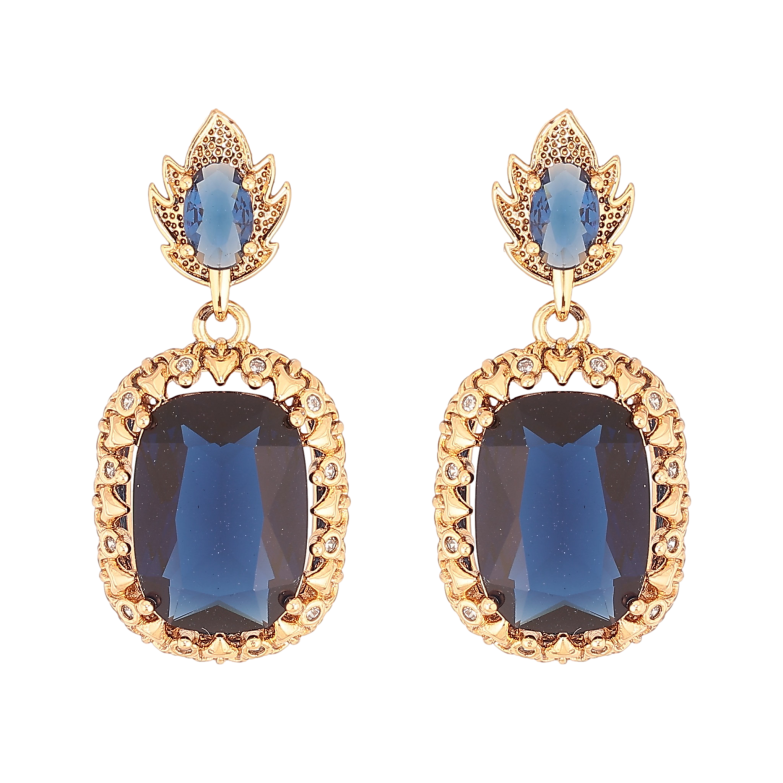 Серьги Xuping QQMM цвет Позолота 18K пусеты "Подвески с синими кристаллами" фото №1 Серьги Xuping QQMM цвет Позолота 18K пусеты "Подвески с синими кристаллами" фото №1