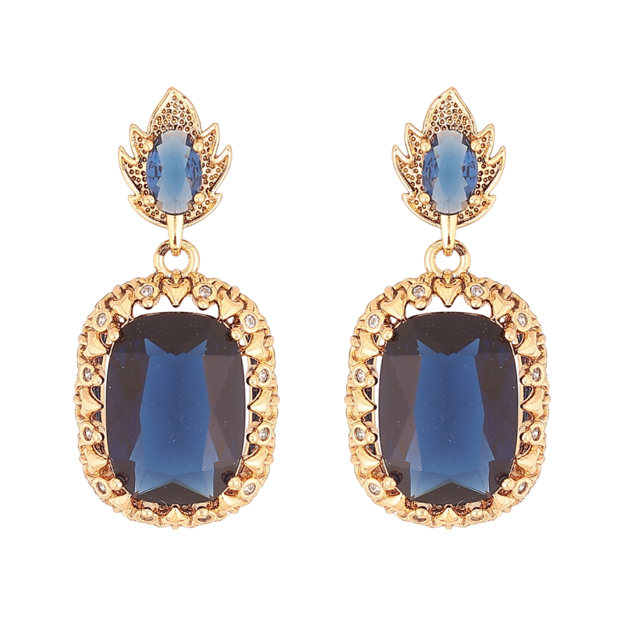 Серьги Xuping QQMM цвет Позолота 18K пусеты "Подвески с синими кристаллами" фото №1 Серьги Xuping QQMM цвет Позолота 18K пусеты "Подвески с синими кристаллами" фото №1