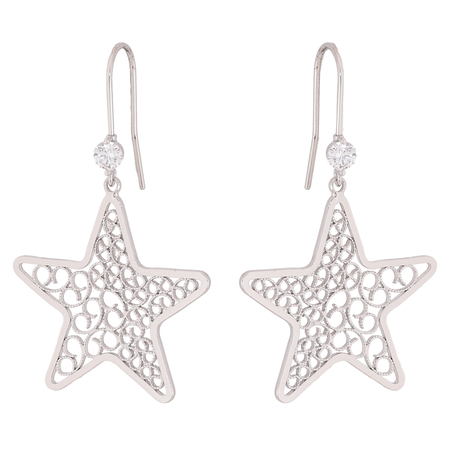 Сережки Xuping QQMM колір Родій французький замок "Ажурні зірки" фото №1