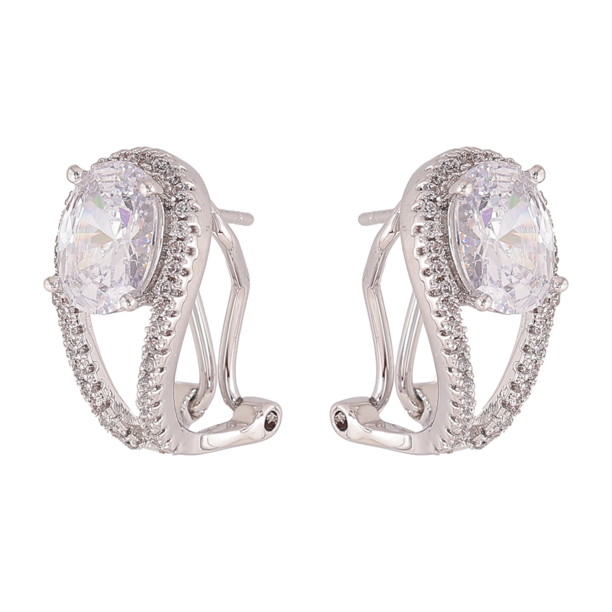 Сережки Xuping QQMM колір Родій італійський замок "Кристали в петельках" фото №1