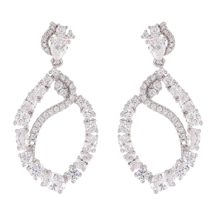 Серьги Xuping QQMM цвет Родий пусеты "Кристальные подвески" фото №2