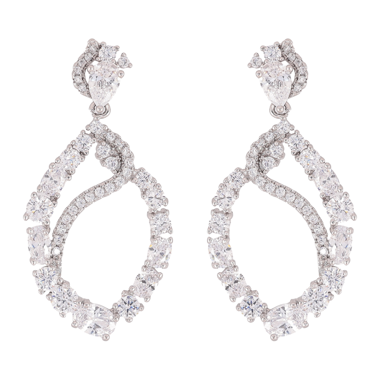 Серьги Xuping QQMM цвет Родий пусеты "Кристальные подвески" фото №1