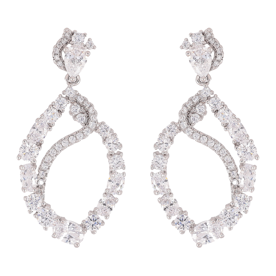 Серьги Xuping QQMM цвет Родий пусеты "Кристальные подвески" фото №1