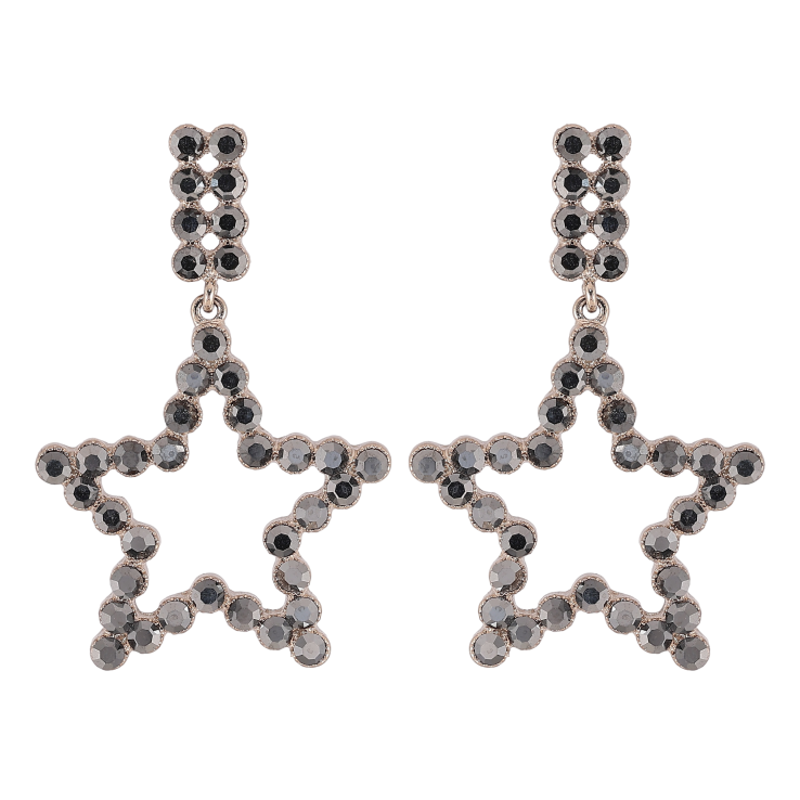 Серьги Xuping QQMM цвет Родий пусеты "Черные кристальные звезды" фото №13