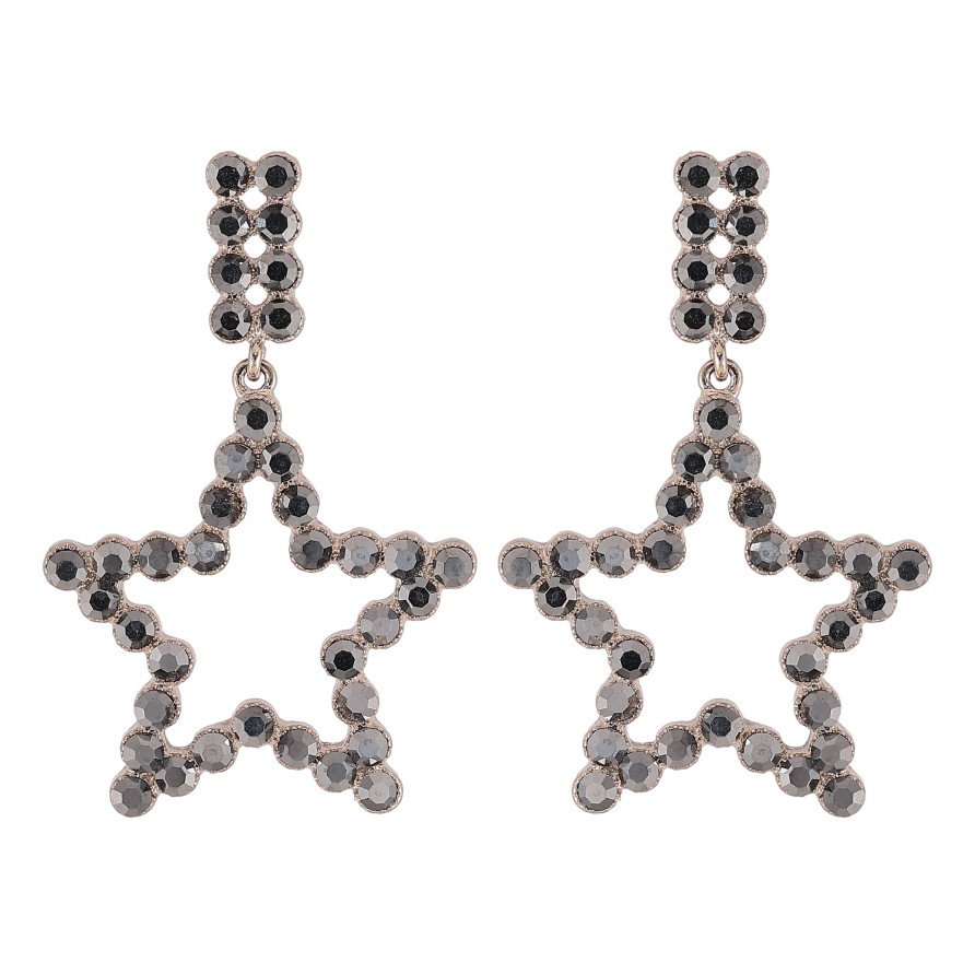 Серьги Xuping QQMM цвет Родий пусеты "Черные кристальные звезды" фото №1 Серьги Xuping QQMM цвет Родий пусеты "Черные кристальные звезды" фото №1