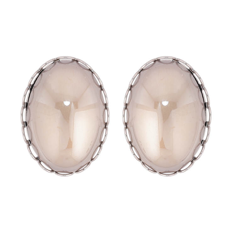 Серьги Xuping QQMM цвет Родий пусеты "Декоративные зеркальные овалы" 26х19мм фото №4