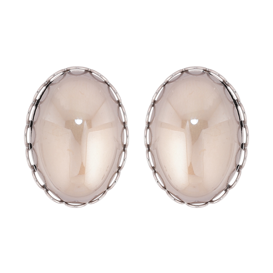 Серьги Xuping QQMM цвет Родий пусеты "Декоративные зеркальные овалы" 26х19мм фото №1