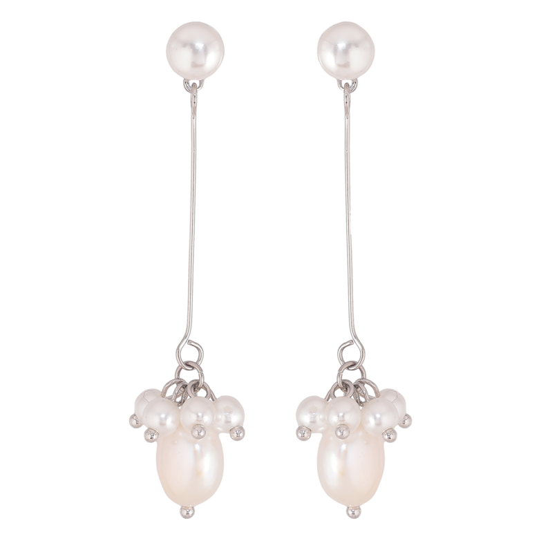Серьги Xuping QQMM цвет Родий пусеты "Декоративные жемчужные подвески" фото №1