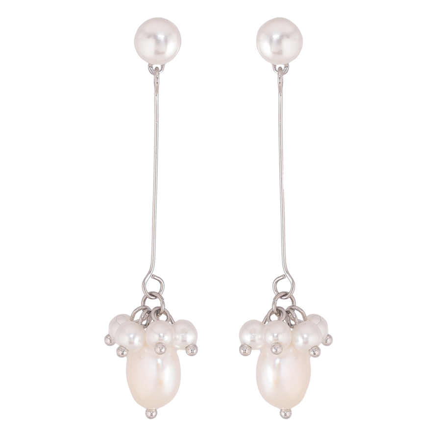 Серьги Xuping QQMM цвет Родий пусеты "Декоративные жемчужные подвески" фото №1