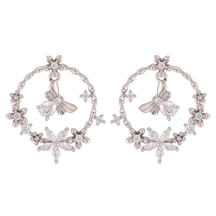 Сережки Xuping QQMM Родій пусети Каблучкаві колечки з мушками фото №1