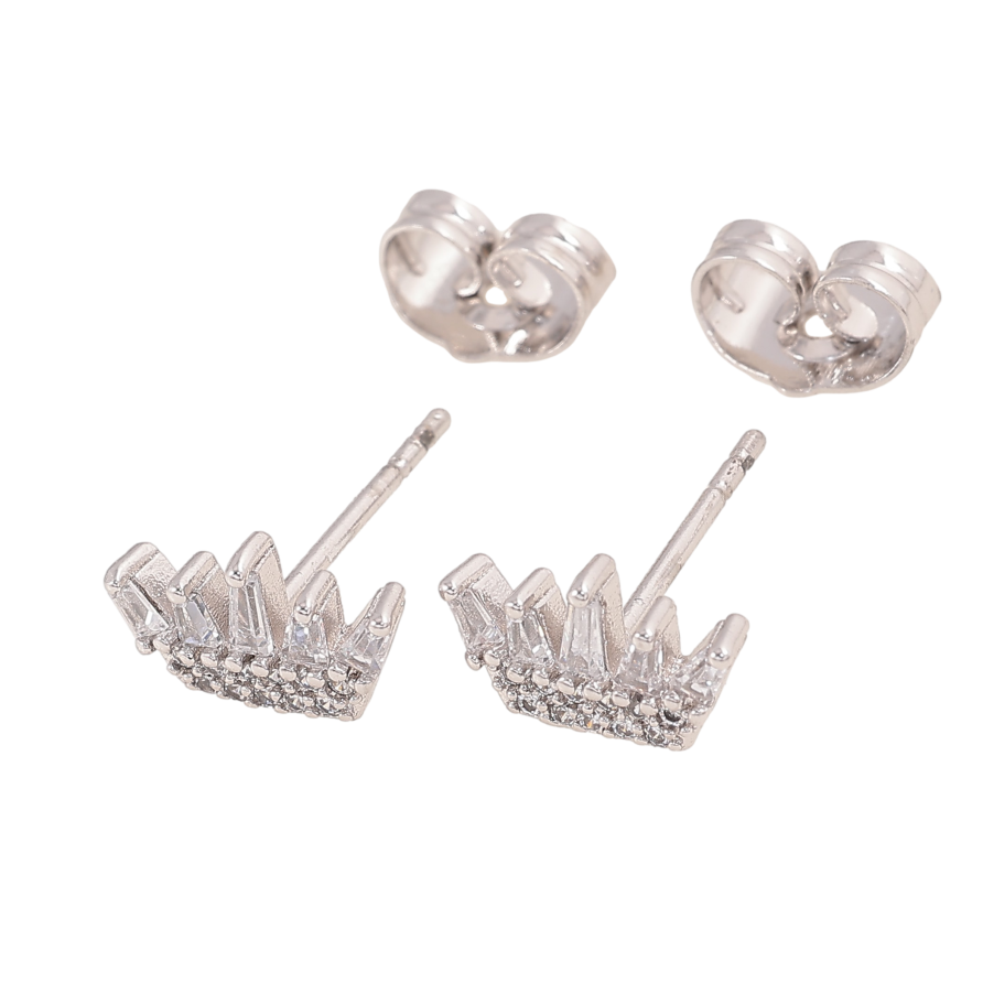 Серьги Xuping QQMM цвет Родий пусеты "Корона с кристаллами" фото №1