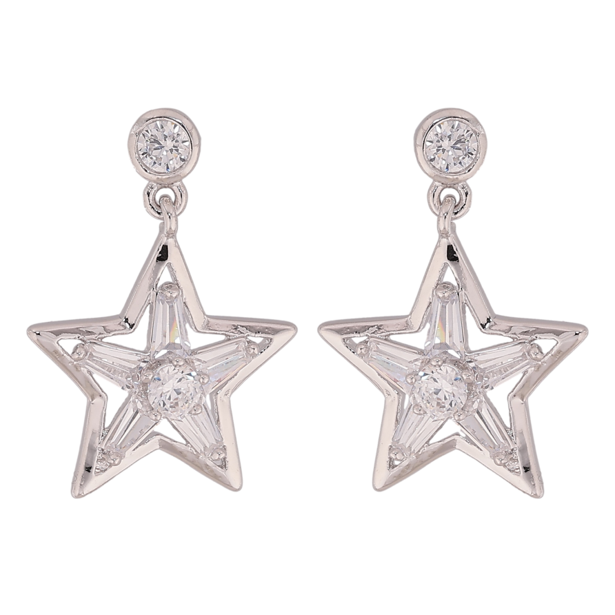 Серьги Xuping QQMM цвет Родий пусеты "Кристальные звезды" фото №1