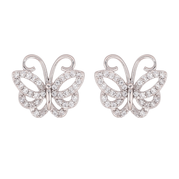 Серьги Xuping QQMM цвет Родий пусеты "Бабочки" фото №3